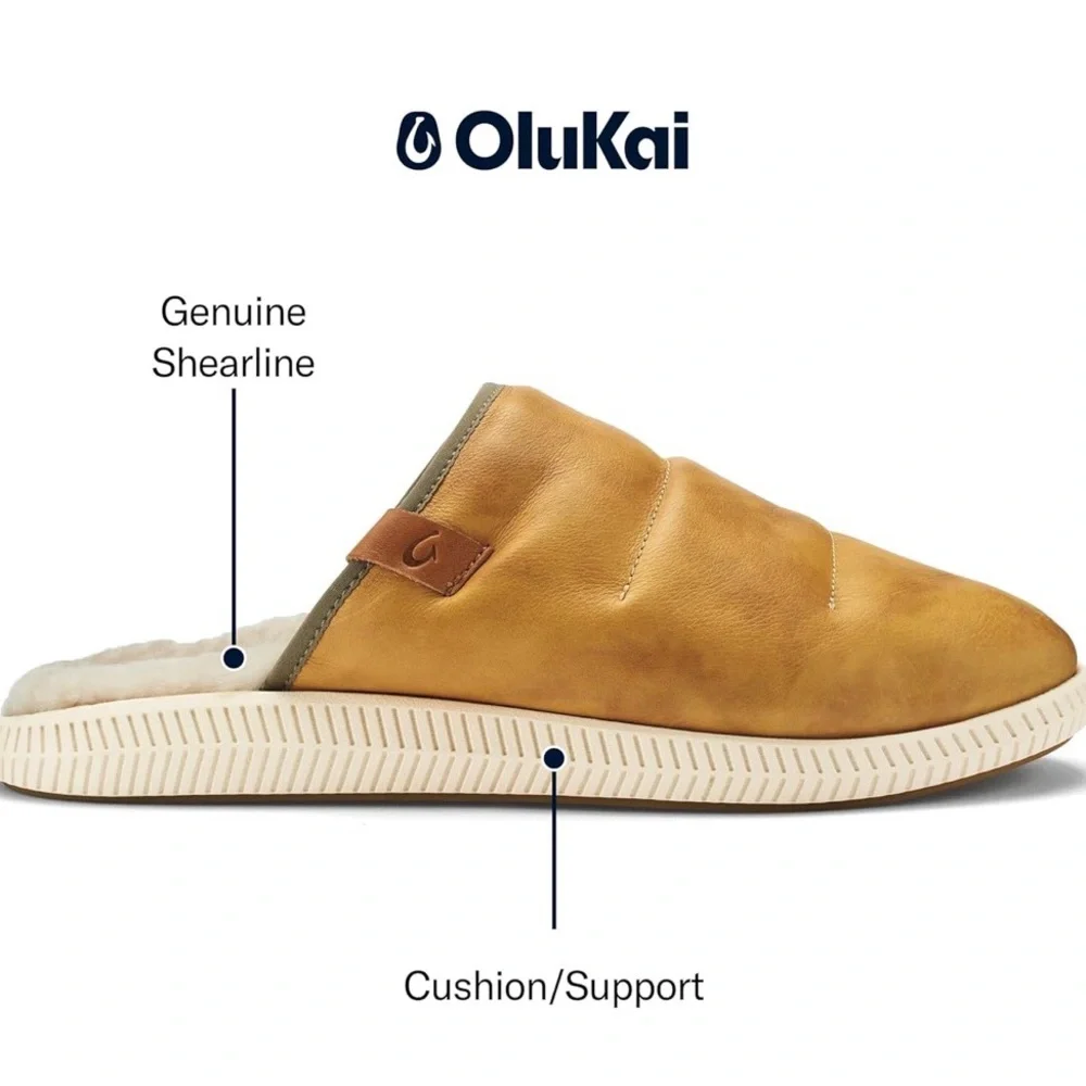 BRAND NEW OluKai Mua 'Ili men's leather mule slippers NEW Sz 10 - Picture 9 of 10